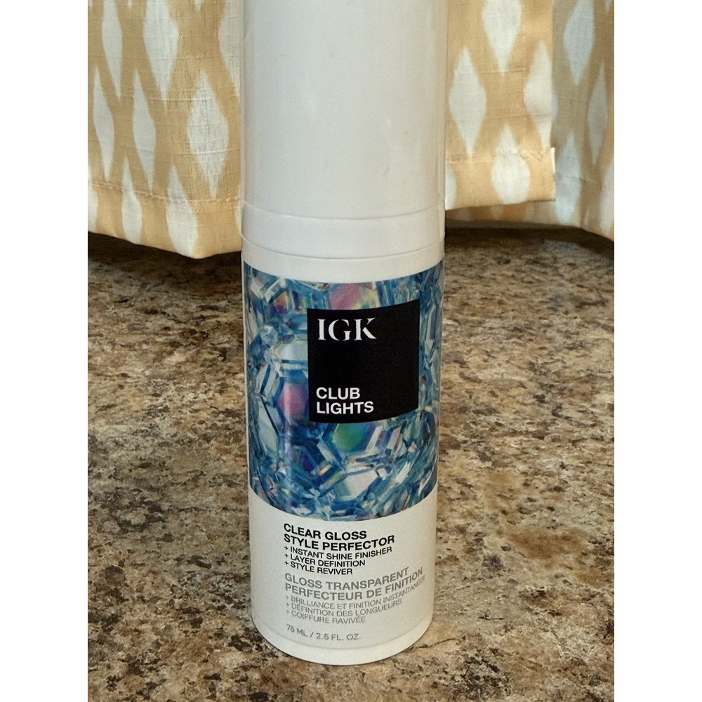 IGK Clear Gloss Hair Style Perfector Club Lights 75ml 2.5oz Vegan Cruelty Free